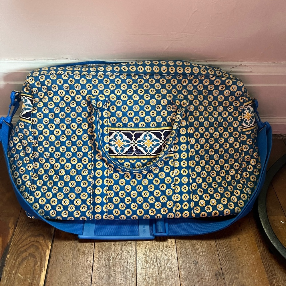 Vera Bradley Blue and Yellow Patterned Travel Duffel